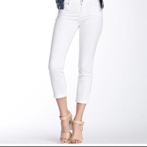 7 For All Mankind Skinny Crop & Roll Jeans White Size 28